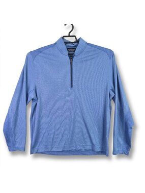 Mens Roundtree & Yorke Blue 1/4 Zip Performance Pullover Long Sleeve Size L